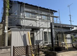 秋田市濁川 I様邸の外壁塗装・屋根塗装が着工しました