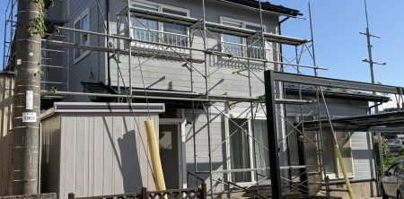 秋田市濁川 I様邸の外壁塗装・屋根塗装が着工しました